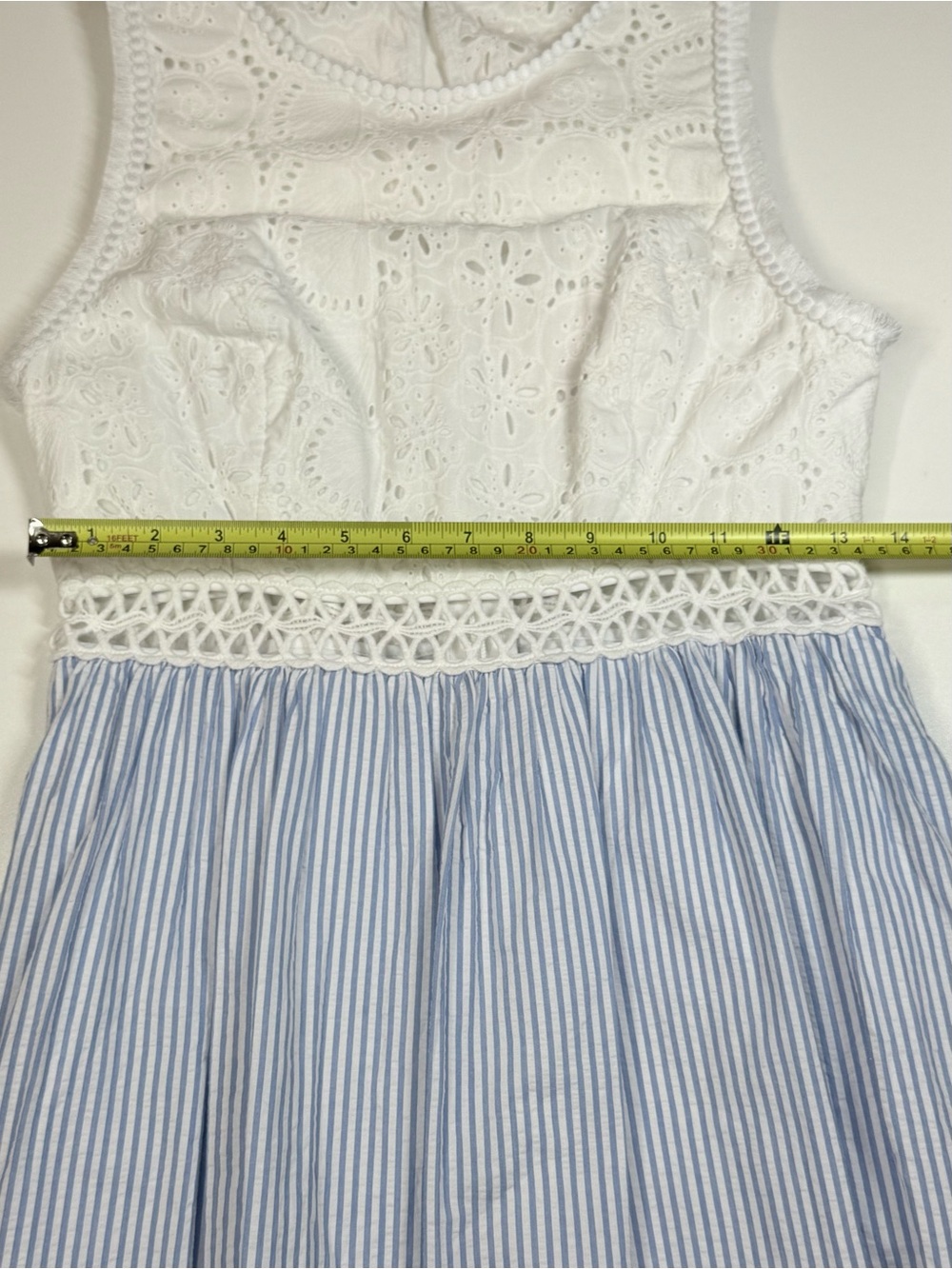 Lilly Pulitzer Seersucker Stripe Eyelet Fit & Flare Dress Size 2 - Picture 11 of 16